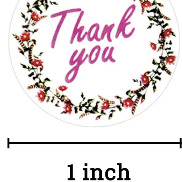 Thank You Stickers 500 Floral Labels Packages Sales Small Business Ship Flowers - Picture 2 of 2